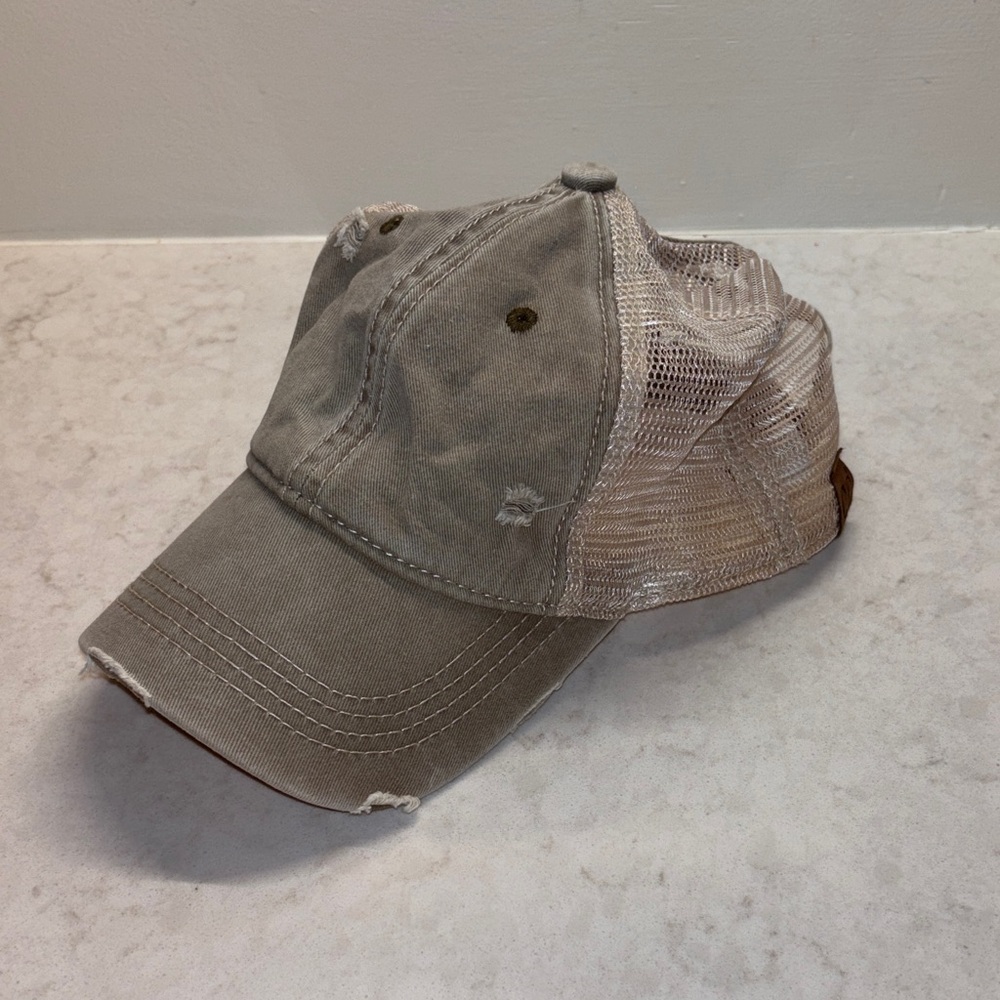 C.C. Ponycap Messy High Bun / Ponytail Adjustable Mesh Trucker Baseball Cap Hat